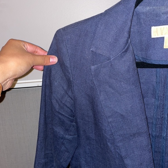 Navy Linen Blazer - Picture 3 of 4